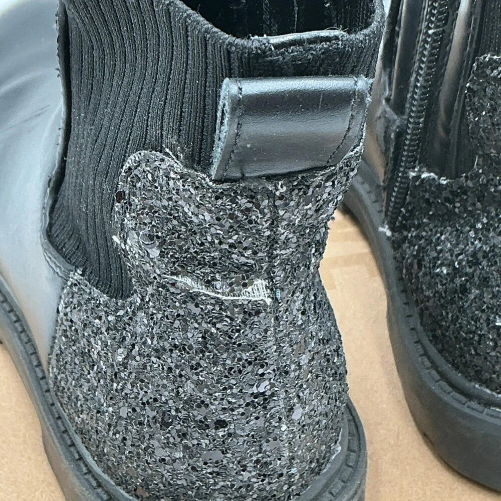 Steve Madden Lilyana Boot Girls 11 Black Elastic Gore Round Toe Chelsea Ebay2730